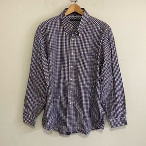 Tommy Hilfiger American Tartans Blue Yellow Checkered Plaid Button Down Shirt 17